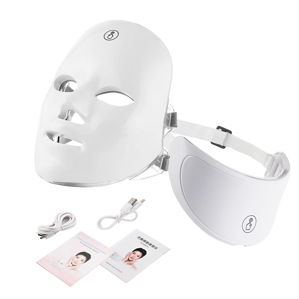 LED Face & Neck Beauty Machine – 7 Color Light Therapy Mask for Skin Tightening, Anti-Aging & Acne Care - cozy karts