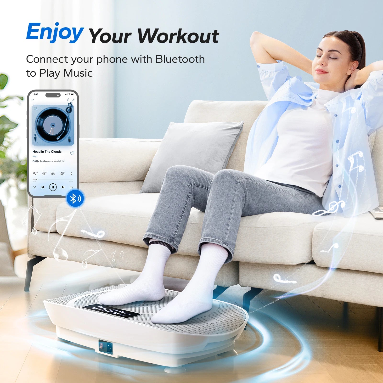 Vibration Plate Exercise Machine – Whole Body Workout Platform with Bluetooth, Remote & Resistance Bands - cozy karts