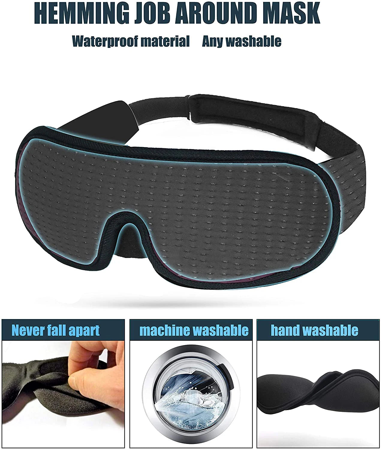 3D Sleep Eye Mask – Soft Padded Eye Shade with Total Light Blockout & Adjustable Strap - cozy karts