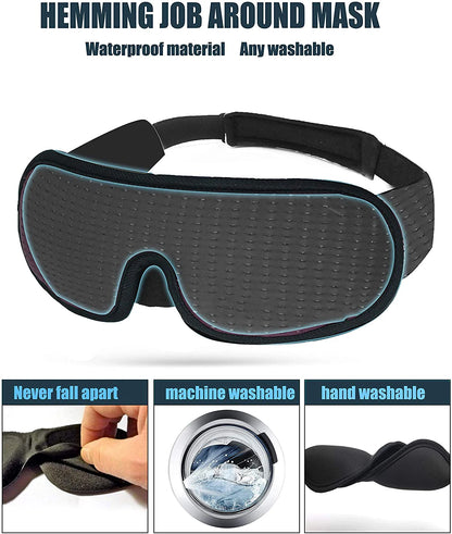 3D Sleep Eye Mask – Soft Padded Eye Shade with Total Light Blockout & Adjustable Strap - cozy karts