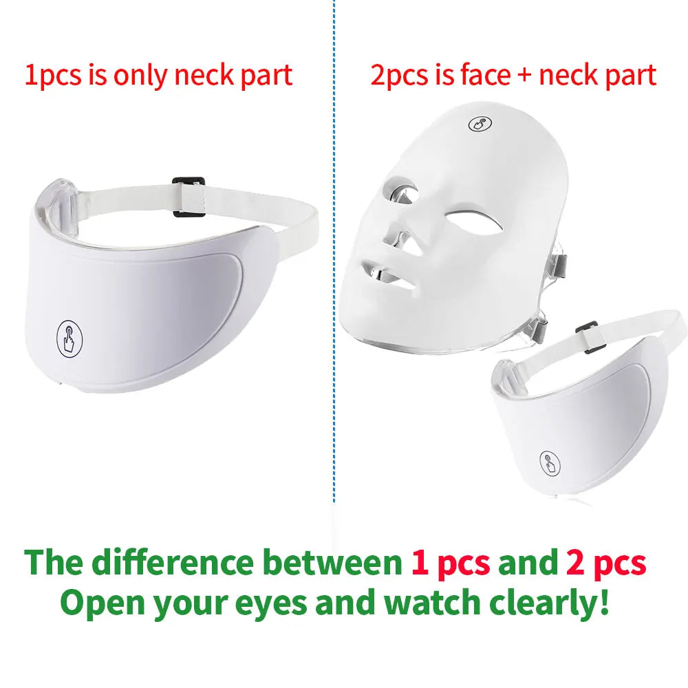 LED Face & Neck Beauty Machine – 7 Color Light Therapy Mask for Skin Tightening, Anti-Aging & Acne Care - cozy karts