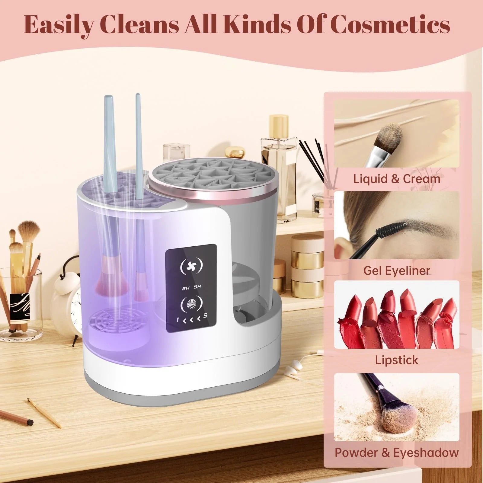3 in 1 Electric Makeup Brush Cleaner Machine with Dryer & Holder – Portable Automatic USB Cosmetic Brush Cleaner Tool - cozy karts