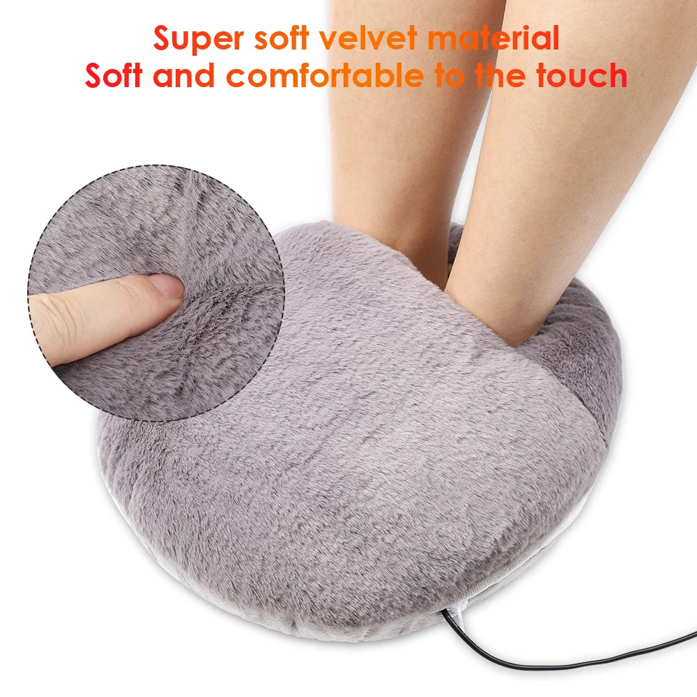 Winter USB Charging Electric Foot Heating Pad – Soft Plush Washable Foot Warmer Mat - cozy karts