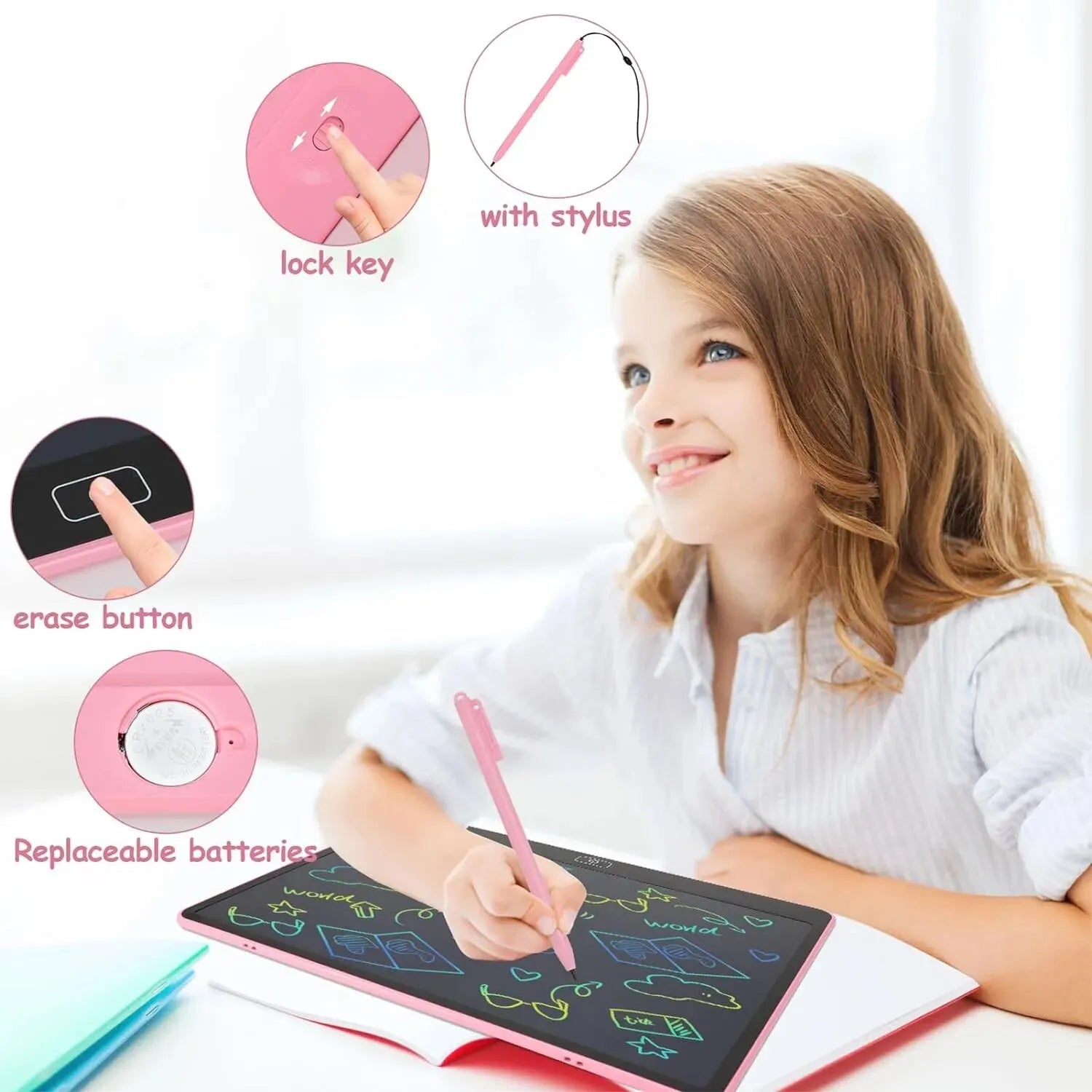 16-Inch USB Rechargeable LCD Writing Tablet – Educational Drawing & Writing Board for Kids - cozy karts