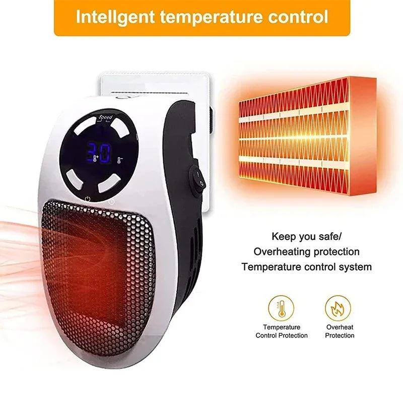 350W Portable Electric Heater with Remote Control – Wall Mounted Indoor Space Heater for Fast Winter Heating - cozy karts