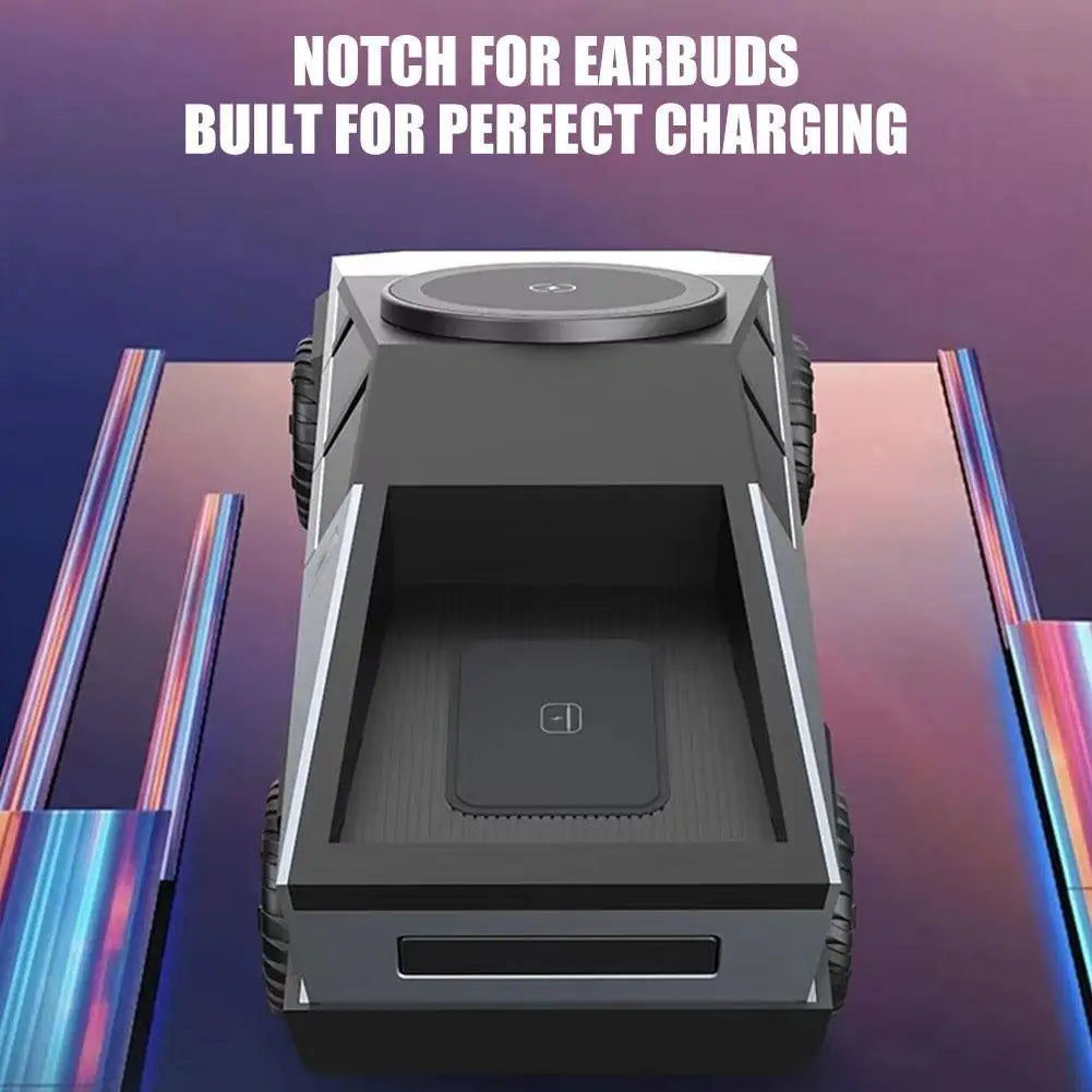 Cyber truck 3-in-1 Wireless Desktop Charger – Fast Charging Station for iPhone, Apple Watch & AirPods - cozy karts