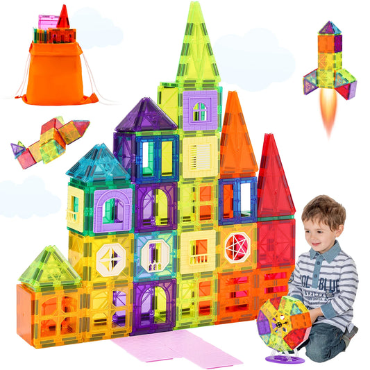 181PCS Magnetic Tiles Building Set for Kids – Montessori Educational STEM Toy - cozy karts