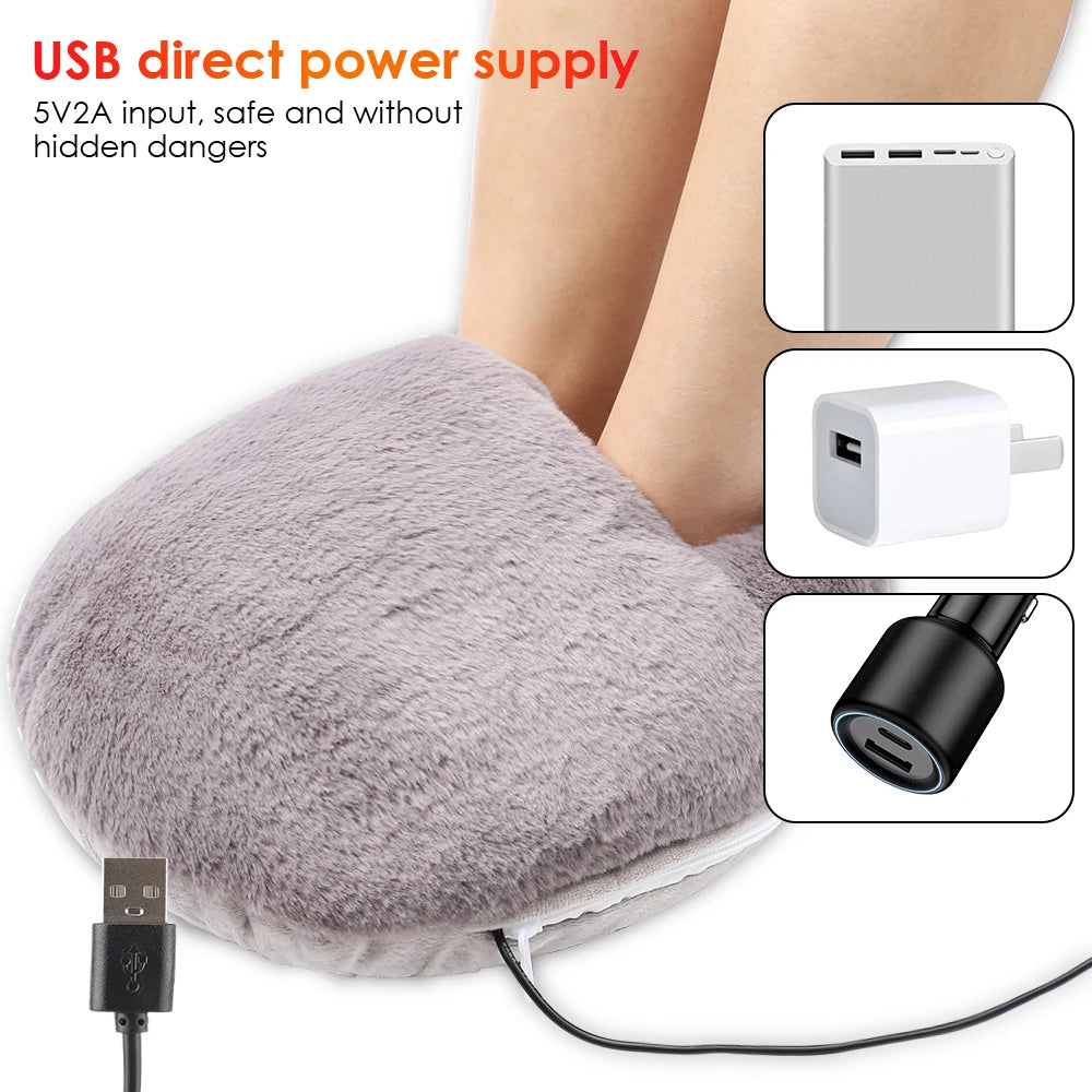 Winter USB Charging Electric Foot Heating Pad – Soft Plush Washable Foot Warmer Mat - cozy karts