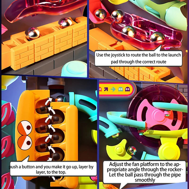 Educational Montessori Track Adventure Game – Multi-Layer Rail Rolling Ball Toy - cozy karts