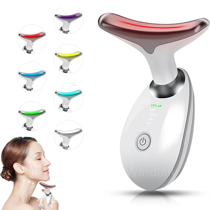 Microcurrent Face & Neck Lifting Massager with LED Light Therapy – Anti-Wrinkle, Skin Tightening, Double Chin Reducer - cozy karts