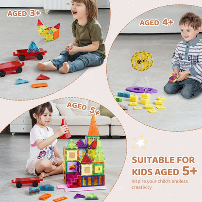 181PCS Magnetic Tiles Building Set for Kids – Montessori Educational STEM Toy - cozy karts