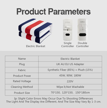 Electric Heated Blanket with Thermostat – Double Body Warmer & Bed Heating Pad (EU/UK/AU Plug) - cozy karts