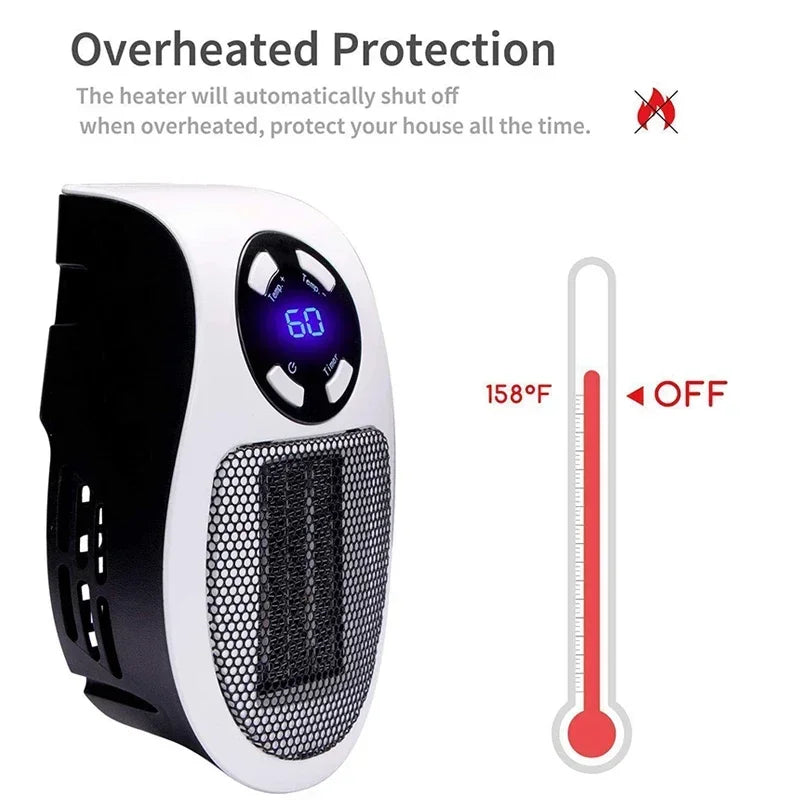 350W Portable Electric Heater with Remote Control – Wall Mounted Indoor Space Heater for Fast Winter Heating - cozy karts