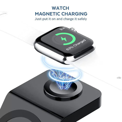 3 in 1 Wireless Charger Stand with Magnetic Fast Charging for iPhone, Apple Watch & AirPods - cozy karts