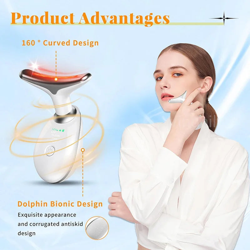 Microcurrent Face & Neck Lifting Massager with LED Light Therapy – Anti-Wrinkle, Skin Tightening, Double Chin Reducer - cozy karts