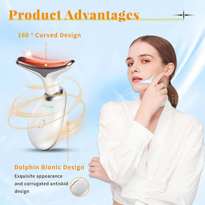 Microcurrent Face & Neck Lifting Massager with LED Light Therapy – Anti-Wrinkle, Skin Tightening, Double Chin Reducer - cozy karts