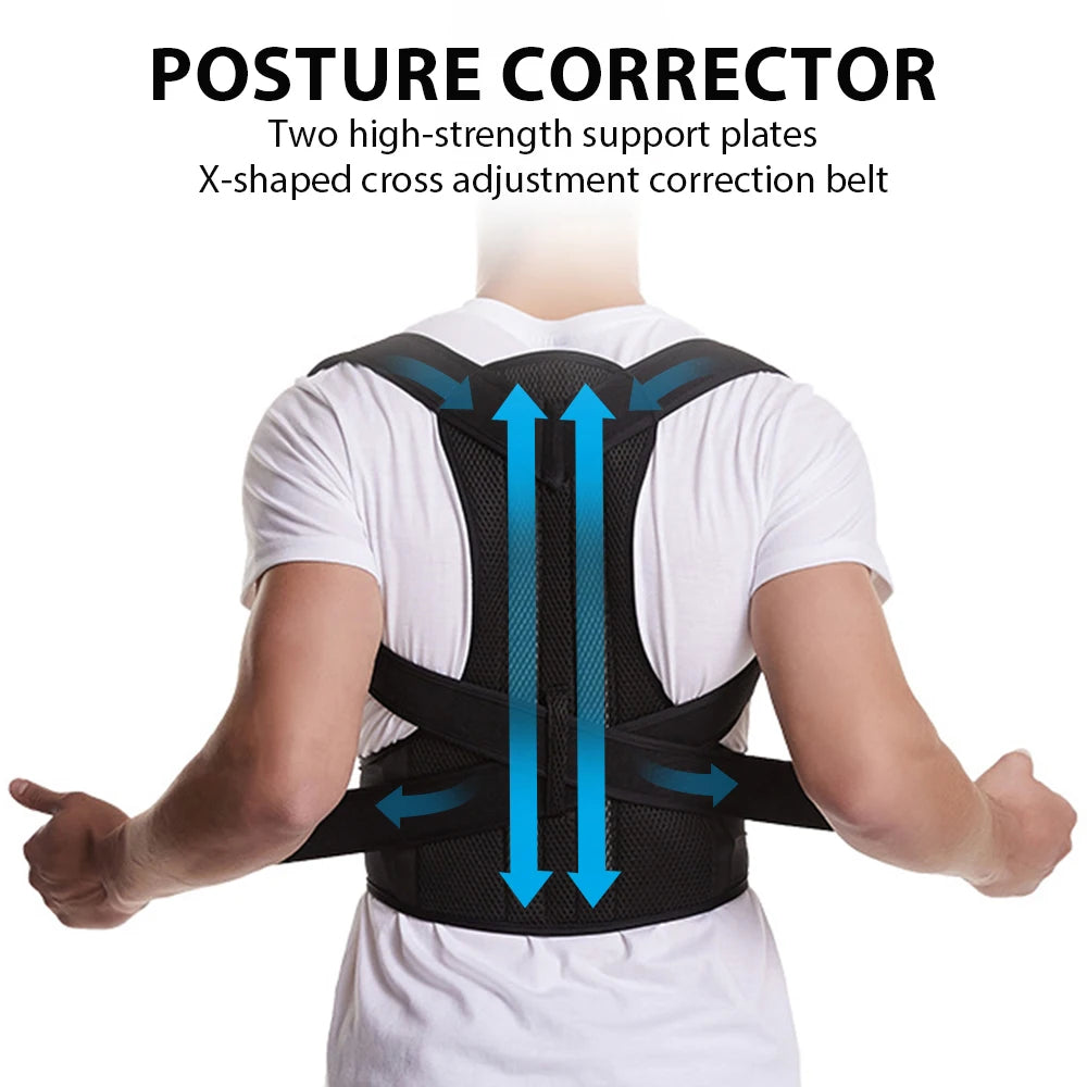 Adjustable Back Brace Posture Corrector – Lumbar & Shoulder Support Belt for Men and Women - cozy karts