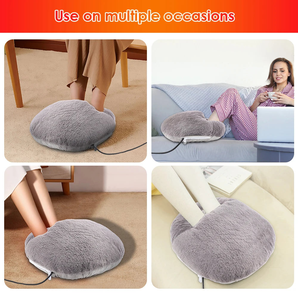 Winter USB Charging Electric Foot Heating Pad – Soft Plush Washable Foot Warmer Mat - cozy karts