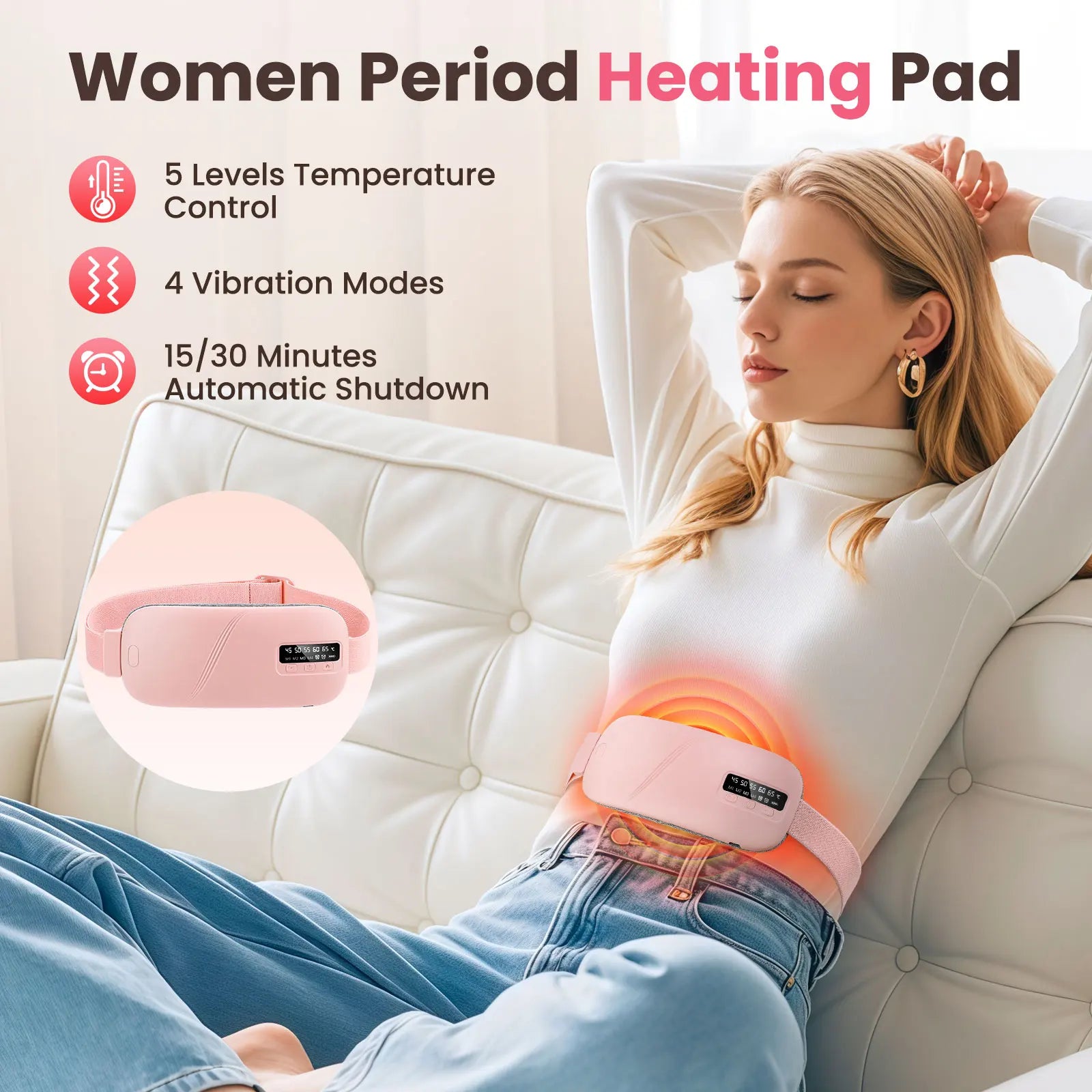 Electric Menstrual Cramp Heating Pad Belt – Hot Compress & Vibration Massager for Period Pain Relief - cozy karts