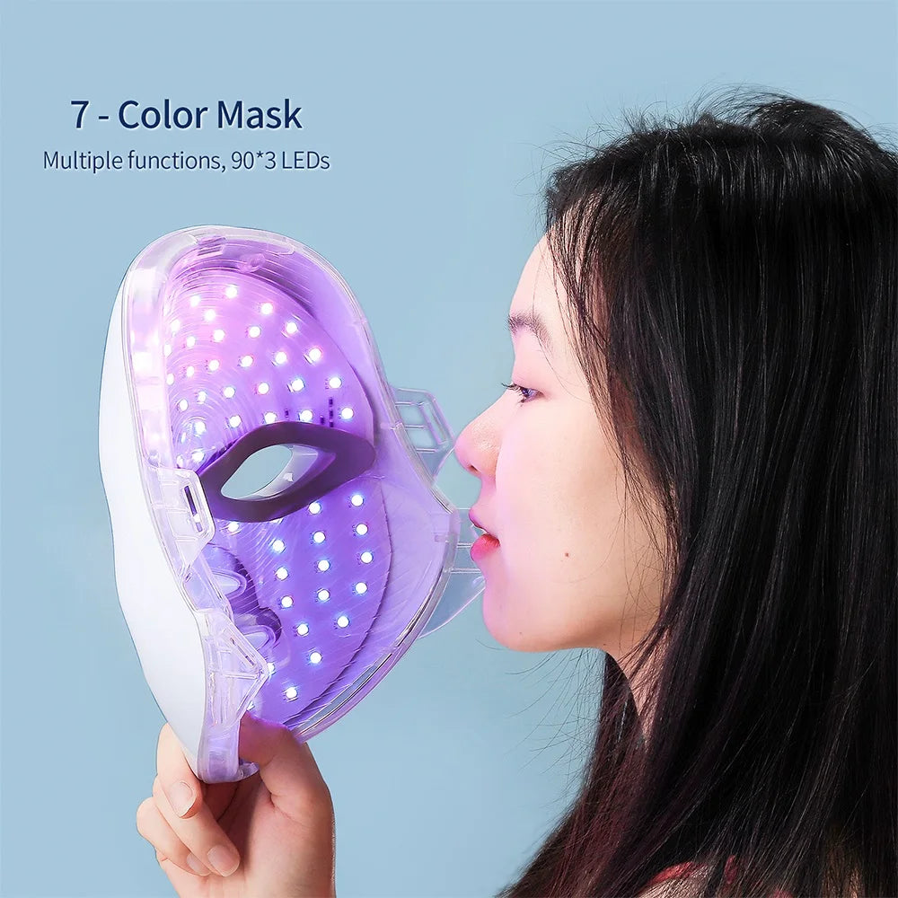 LED Face & Neck Beauty Machine – 7 Color Light Therapy Mask for Skin Tightening, Anti-Aging & Acne Care - cozy karts