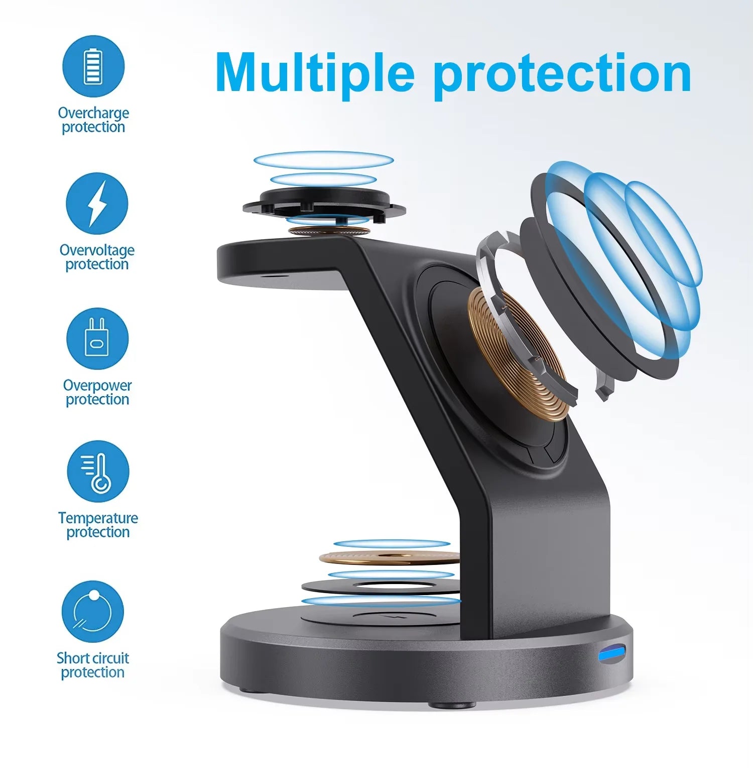 3 in 1 Wireless Charger Stand with Magnetic Fast Charging for iPhone, Apple Watch & AirPods - cozy karts