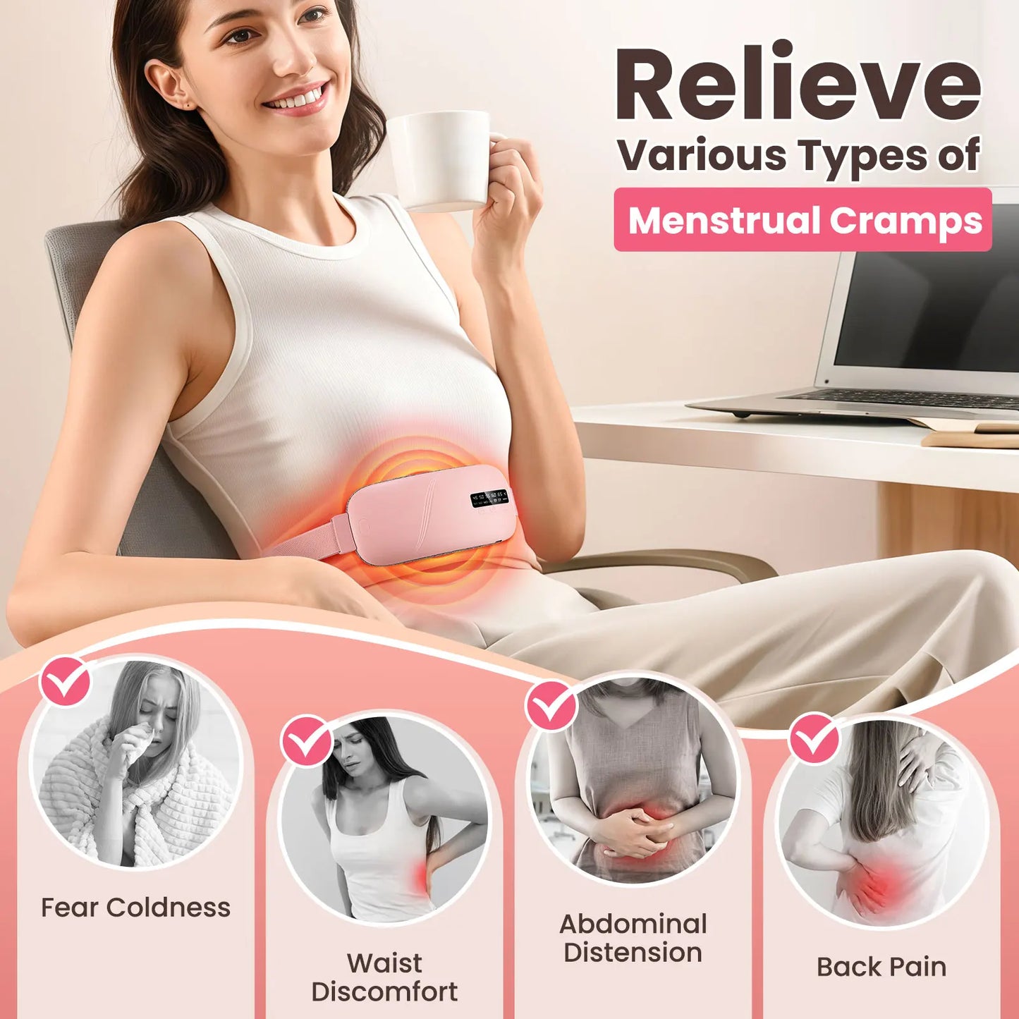 Electric Menstrual Cramp Heating Pad Belt – Hot Compress & Vibration Massager for Period Pain Relief - cozy karts