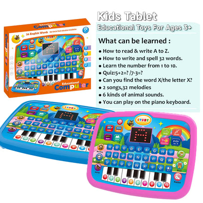 Kids’ Education Tablet Toy – Literacy, Math & Music Learning (Age 3+) - cozy karts